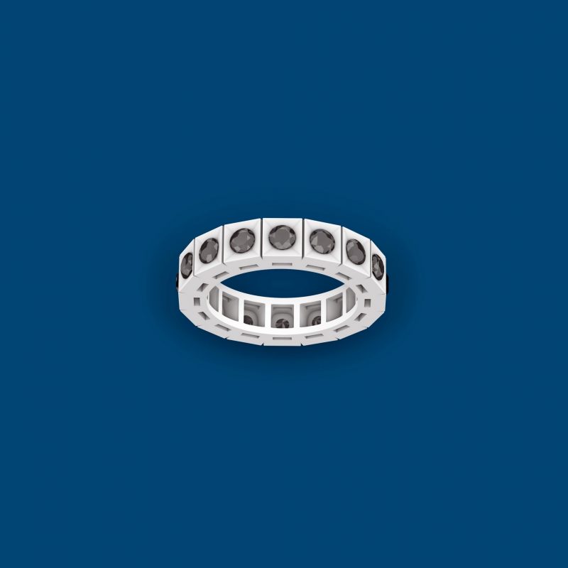 Platino 950‰ g. 13.00 • Diamanti Neri ct. 2.00 - € 2.800